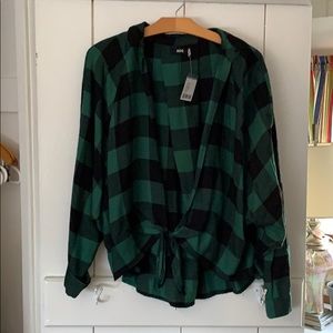 NWT: Urban Outfitters tie waist flannel shirt